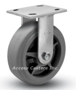 6SPRFR 6" x 2" Rigid Plate Caster, TPR Flat Wheel, 600 lbs Capacity - Picture 1 of 2