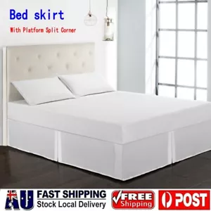 Solid Bed Skirt with Platform Split Corner Bed Valance Dust Full Queen King Size - Picture 1 of 15