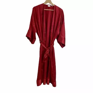 Vintage Victorias Secret Silky Satin Robe w/ Belt Womens Small Red Polyester - Picture 1 of 7