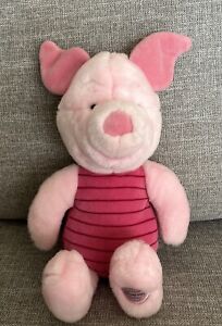 Disney Store Winnie The Pooh 12" "Piglet" Authentic Badge On Foot Plush Toy 1