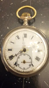 Antike Taschenuhr 19 JH wunderschönes Ziffernblatt Remontoir Patent Metal, D 4,5 - Bild 1 von 5