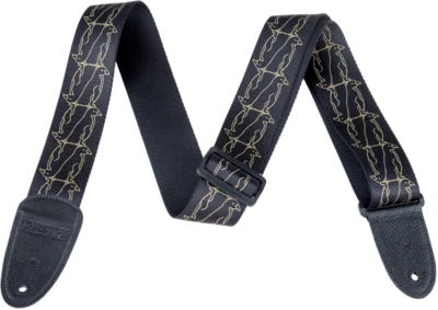 Pulseira de guitarra genuína Gretsch alternada preta e dourada pinguins - Imagem 1 de 2