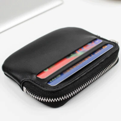 Men Coin Small Change Bag Card Wallet Pouch Zip Up Key Holder Leather Mini Pur ⑨ - Image 1 of 4
