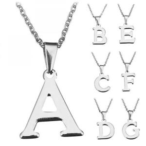 Gold Silver Stainless Steel Necklace Letter A-Z Monogram Pendant Chain Jewelry