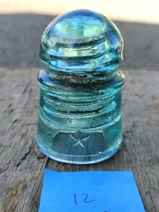 Blue Green Aqua Star Glass Insulator Vintage - Picture 1 of 6