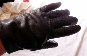 VTG 1950s Black Italian Leather Cashmere Lined 8" Driving Gloves 7 1/2 - Picture 1 of 4