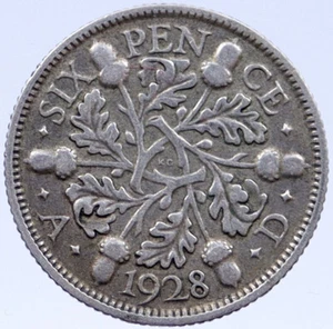 1928 GREAT BRITAIN UK SILVER Sixpence United Kingdom King George V Coin i119389 - Picture 1 of 2