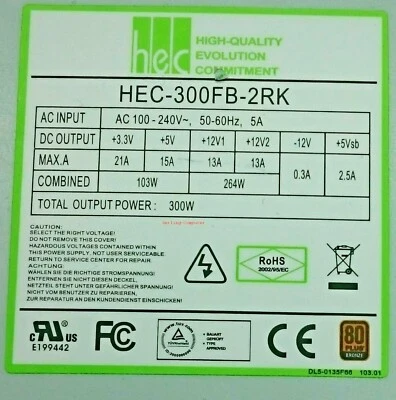 Netzteil  HEC-300FB-2RK 80PLUS Bronze 300Watt TFX-Format. xx - Bild 1 von 4