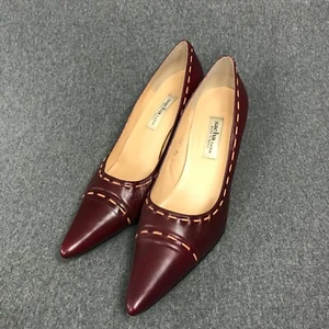 Women's Size 9.5 Sacha London Red Leather Made In Spain High Heels Stilettos - Picture 1 of 7