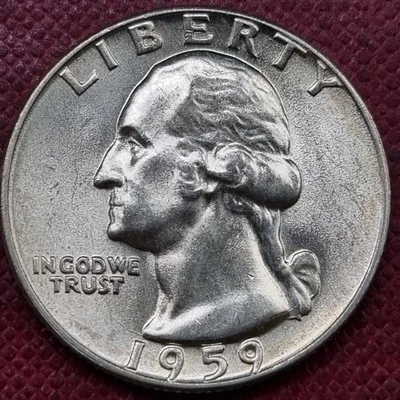 1959 D Washington Quarter 25c Silver BU UNC Uncirculated Denver #95107 - Image 1 of 2