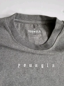 YoungLA Cloud Foam Blackletter manga larga gris jaspeado XL súper suave nuevo sin etiquetas - Imagen 1 de 9