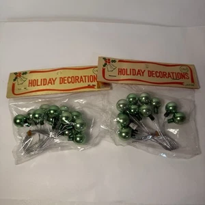 24 Vintage Christmas Picks Wired Glass Balls for Corsages Crafting Japan NOS - Picture 1 of 8