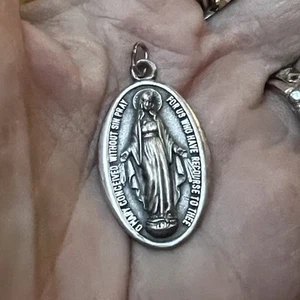 "Medalla milagrosa francesa Virgen María colgante de plata grande 11/2"" encanto París" - Imagen 1 de 11