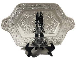 Vntg Indiana Glass Double Handled 9 1/4” Clear Sandwich Tray - Picture 1 of 6
