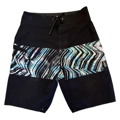 Volcom Mod-Tech Boys Black Multicolor Surf Boardshorts Size 26" - Image 1 of 4