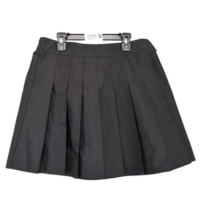 Hippie Rose Black Pleated A-Line Micro Mini Skirt Size L Elastic Waist Twee Goth - Image 1 of 4