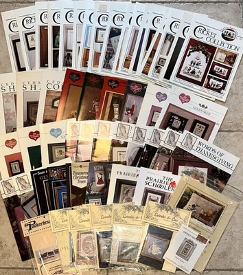 Huge Lot 53 Cross Stitch Patterns Vintage Prarie Schooler Mill Hill Cricket More - Image 1 of 4