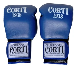 BOXING Guantes Corti 12 Oz Cuero Cierre Gancho y Lazo Azul/Negro - Imagen 1 de 6