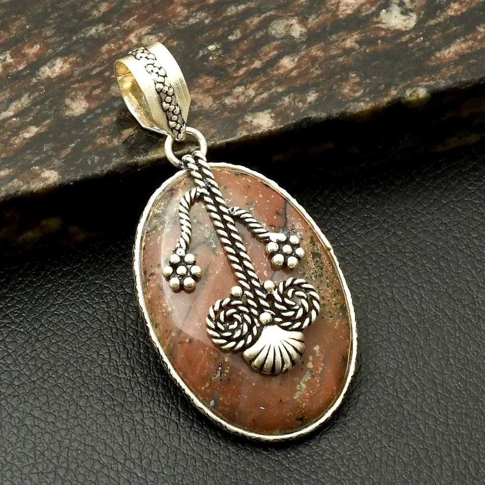 Joyería colgante hecha a mano de piedras preciosas de ópalo dendrita miel para año nuevo 2,6" AP-42135 Foto 1 de 1