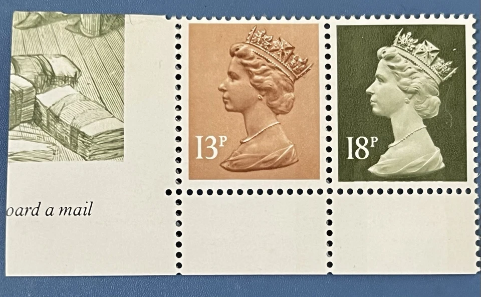 MACHIN 1987 18p X912 2B + 13p X901 RB Se-tenant pair ex DX8 prestige booklet NHM - Image 1 of 1