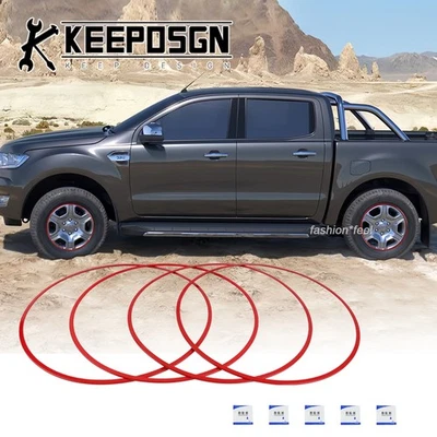 Protector de borde de llanta de cubo de rueda de coche 4 piezas anillo neumático aluminio para Ford Ranger Foto 1 de 4