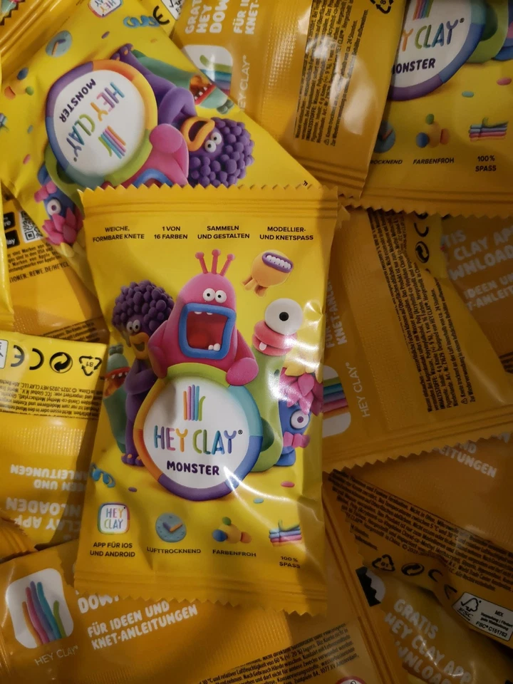 Hey Clay Monster Knete 50! Tüten REWE Modellier+Knetspass Weiche Formbare Knete - Bild 1 von 1