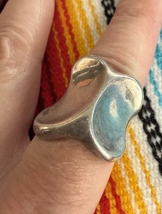 Vintage Modernist Sculpted Chunky Heavy Signed Sterling Silver Ring 6.25 - Picture 1 of 10