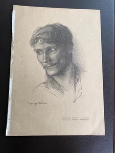 PRINT HEAD OF A GIPSY from drawing by E BOROUGH JOHNSON R.I - Picture 1 of 3