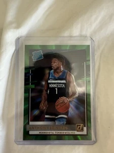 2020-21 Anthony Edwards Panini Donruss Rated Rookie Green Laser #201 - Picture 1 of 2