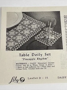 Lily Table Doily Set Pineapple Rhythm Crochet Pattern D15 - Picture 1 of 4