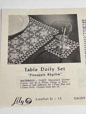 Lily Table Doily Set Pineapple Rhythm Crochet Pattern D15 - Image 1 of 4