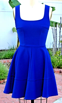 Women's Mini Swing Dress Cobalt Blue Sleeveless M Full Circle Skirt Sheath - Image 1 of 3