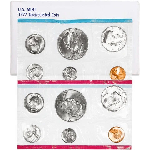 1977 Mint Set Original Envelope 12 Brilliant Uncirculated US Coins BU Cover