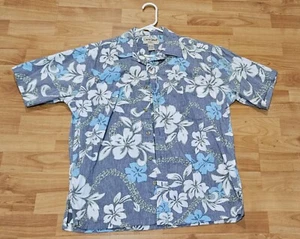 Cooke Street Men's Button Shirt Blue Hawaiian Floral Beach Short-Sleeve Size-M - Picture 1 of 2