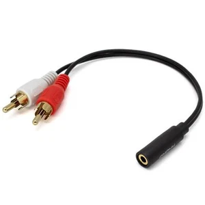 AKORD 3.5mm Stereo Aux Jack to RCA Plug X 2, Y Cable, Black - Picture 1 of 3