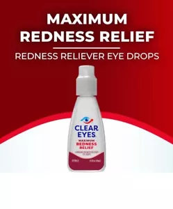 CLEAR EYES MAXIMUM REDNESS RELIEF EYE DROPS BURNING DRYNESS 15ml 0.5 fl.oz 06/26 - Picture 1 of 7