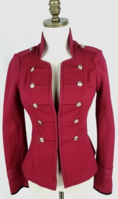 Jaqueta WHBM Feminina Tamanho 00 Vermelha Militar Steampunk Ponte Manga Longa Blazer - Imagem 1 de 4