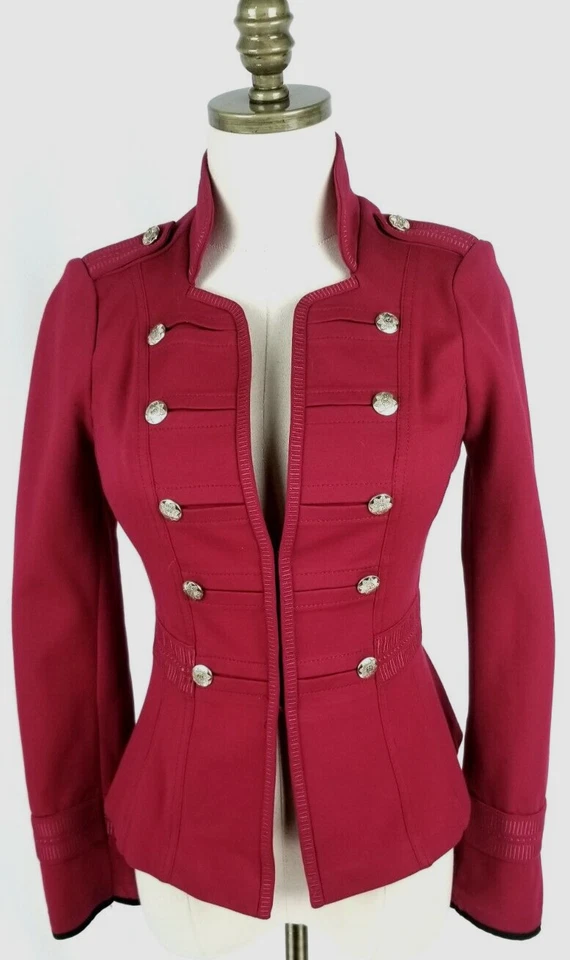 Chaqueta WHBM Mujer Talla 00 Roja Militar Steampunk Ponte Manga Larga Blazer Foto 1 de 4