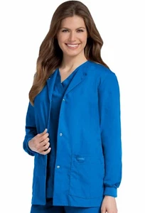 Landau Women's Snap Front Warm-Up Scrub Jacket-7525 Royal 4X - Picture 1 of 4