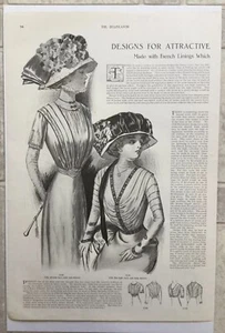  Delineator Magazine 1910's Print Ad Designs for French Linings Women's Fashi - Picture 1 of 2
