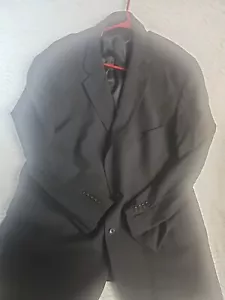 Jos A Bank Blazer Mens Size 52R Striped Black 2 Button Up 100% Wool Tailored Fit - Picture 1 of 10