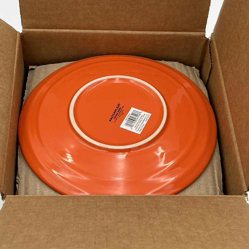 Juego de 4 platos redondos de vajilla naranja Rachael Ray de 8,5" de gres para servir ensaladas Foto 1 de 4