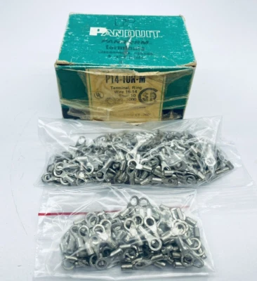 350+ PANDUIT P14-10R-M RING TERMINAL BARE 14-18 AWG #10 STUD TIN-PLATED COPPER - Image 1 of 4
