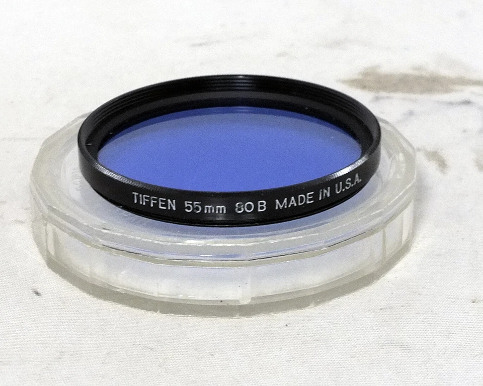 Tiffen 55mm 55 mm 80B Blue Color Correction Filter 35mm SLR Film DSLR Digital - Image 1 of 1