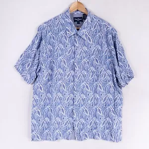 Camisa Nat Nast Para Hombres XL Azul Cachemira Abotonada 100% Rayón Manga Corta Informal - Imagen 1 de 8