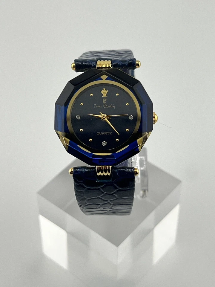 Vintage Pierre Cardin Watch Women, Faceted Dial, Leather Band New Battery - Image 1 of 4