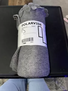 Ikea POLARVIDE Throw 100% Polyester Soft Fleece Blanket 51 X 67 Inches Gray New - Picture 1 of 2
