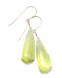 Lemon Quartz Earrings Heart Yellow Simple Teardrop Rose Sterling 14k Solid Gold - Picture 1 of 3
