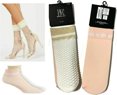 INC International Concepts Womens Varsity Anklet Socks 2 Pack Natural Light Pink - Image 1 of 4