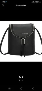 French Connection Black Noreen Slouchy Pebble Easy Crossbody Cell Phone Purse - Picture 1 of 3